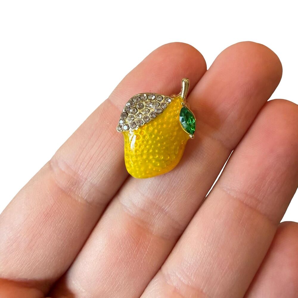 Vintage Jewelry Enamel Lemon Pin Lemon Brooch
